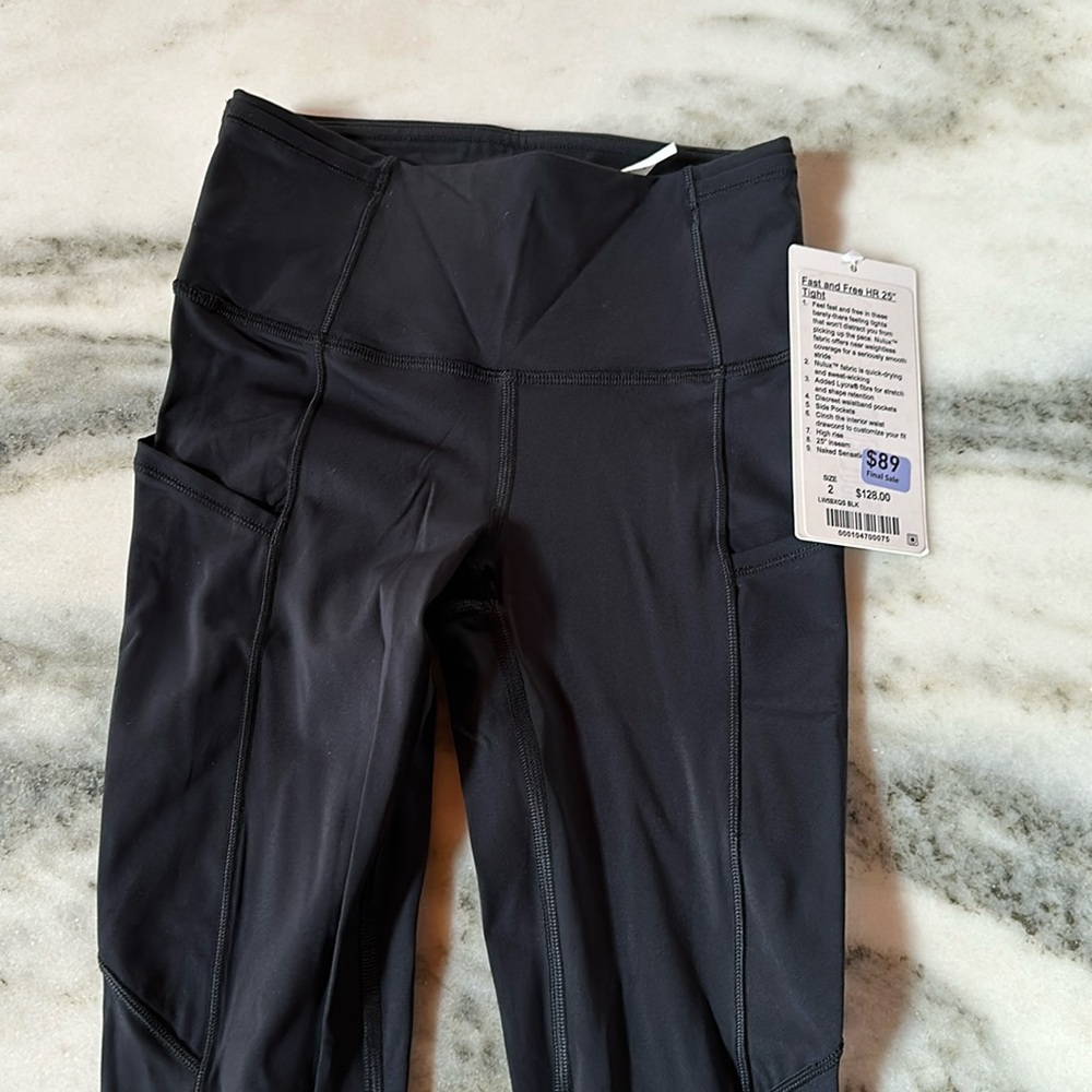 Lululemon leggings, 25” black NWT